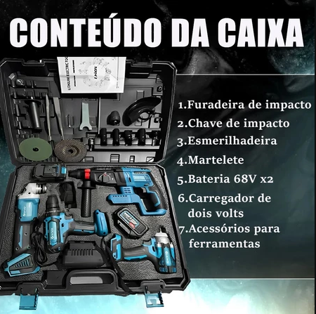 Kit  Multi Ferramentas 4 em 1 Com 2 Bateria Bivolt