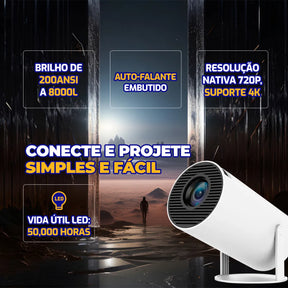 Mini Projetor Portátil 4K Android Wi‑Fi Full HD (PROMOÇÃO)